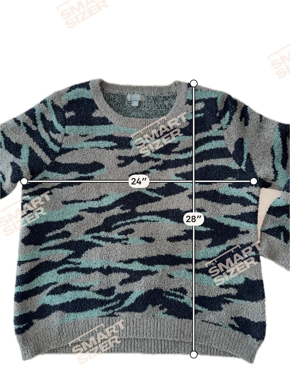 Barefoot Dreams CozyChic Seaside Green and Black Camo Crewneck Sweater